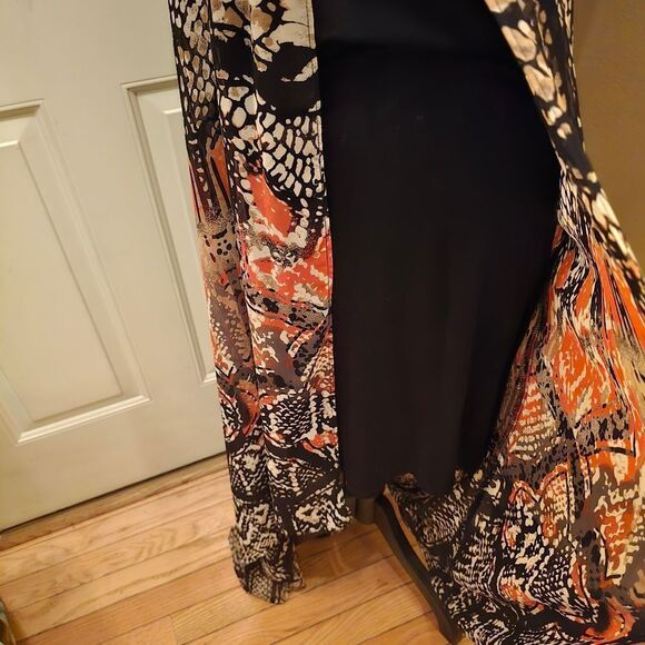 HI/LO PRINT DRESS W/ SHEATH UNDERNEATH - Picture 5 of 8